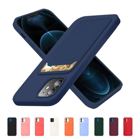 Card Case silikonowe etui portfel z kieszonką na kartę dokumenty do Samsung Galaxy A72 4G bordowy