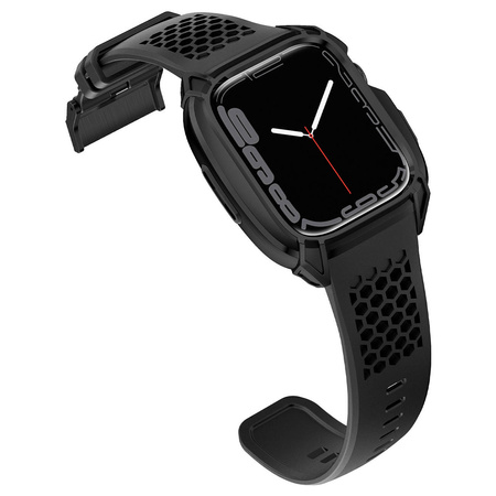 Kingxbar CYF148 2w1 pancerne etui Apple Watch SE, 6, 5, 4 (44 mm) ze stali nierdzewnej z paskiem czarne