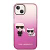 Oryginalne Etui IPHONE 14 PLUS Karl Lagerfeld Hardcase Gradient Ikonik Karl & Choupette (KLHCP14MTGKCP) różowe