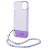 Original Case IPHONE 14 PLUS Guess Hardcase Translucent Pearl Strap purple