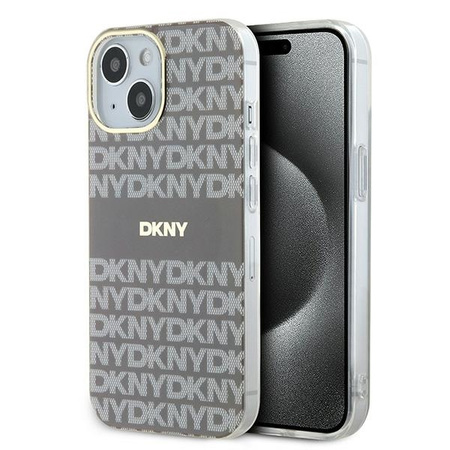 DKNY DKHMP15SHRHSEE iPhone 15 / 14 / 13 6.1" beżowy/beige hardcase IML Mono & Stripe MagSafe