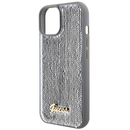 Guess Sequin Script Metal case for iPhone 15 - silver