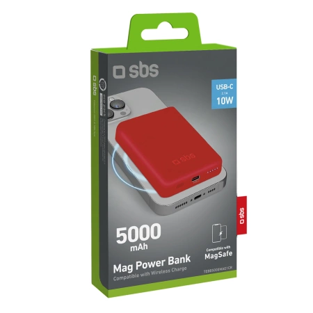 Powerbank SBS TEBB5000MAG1CR 5000 mAh compatible with MagSafe - red