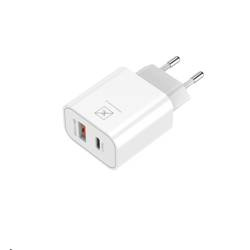 ŁAD. SIECIOWA MX ALFA 20W PD+QC, USB-A+C WHITE/BIAŁY