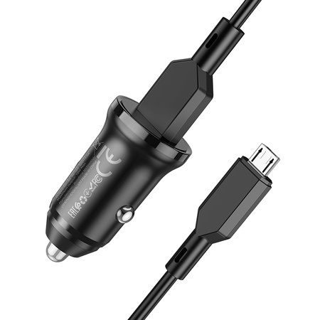 Borofone Ładowarka samochodowa BZ18 - USB - QC 3.0 18W z kablem USB na Micro USB czarna