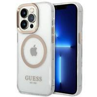 Guess GUHMP14XHTRMD iPhone 14 Pro Max 6,7 &quot;Gold / Gold Hartschalenetui Metal Outline Magsafe