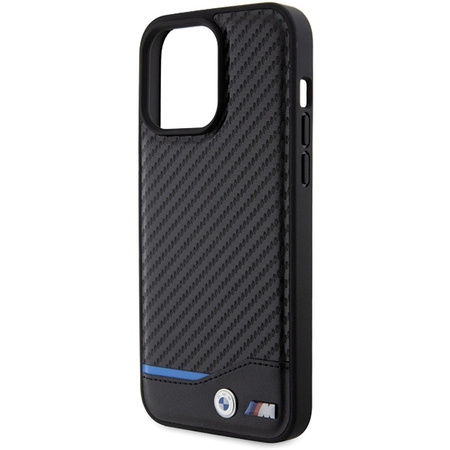 BMW Leder-Carbon-Hülle für iPhone 15 Pro Max – Schwarz