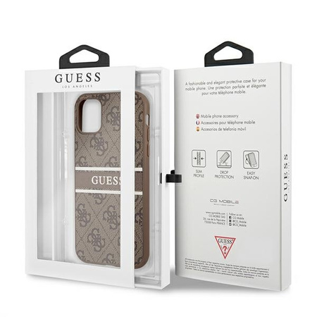 Guess GUHCN614GDBR iPhone 11 6,1" brązowy/brown hardcase 4G Stripe