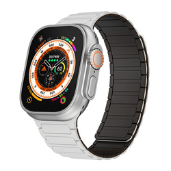 Pasek do Apple Watch 42/44/45/49 silikonowy magnetyczny dwustronny wzór 2 biało-czarny