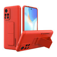 Wozinsky Kickstand Case Silicone Stand Cover for Xiaomi Poco M4 Pro 5G red