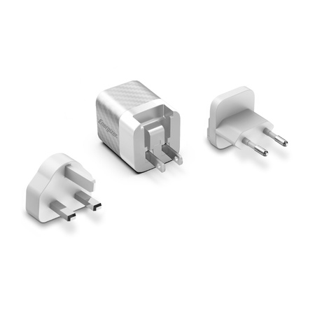 Energizer Ultimate - Ładowarka sieciowa Multiplug EU / UK / US GaN USB-C 20W PD (Srebrny)