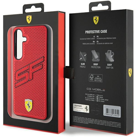 Oryginalne Etui FERRARI hardcase Big SF Perforated FEHCS24SPINR do Samsung Galaxy  S24 Czerwony