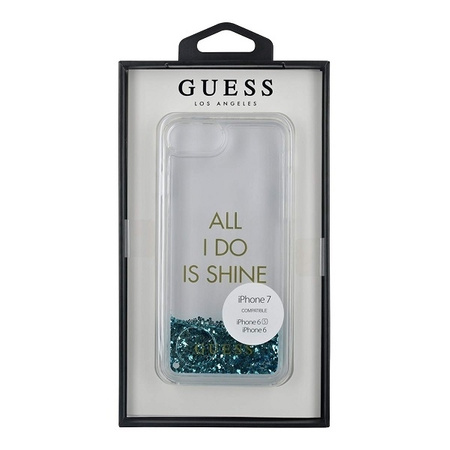 Guess GUHCP7GLUQBL iPhone 6/7/8 niebieski/blue hard case Liquid Glitter Party