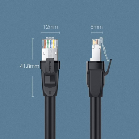 Ugreen kabel przewód internetowy sieciowy Ethernet patchcord RJ45 Cat 8 T568B 2m czarny (70329)