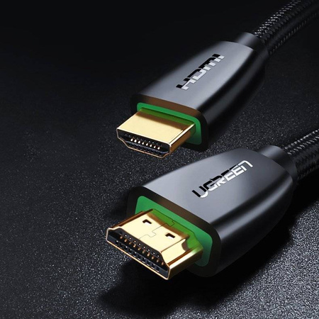 Ugreen mocny kabel przewód w nylonowym oplocie HDMI 2.0 4K 60 Hz 3D 18 Gbps HDR ARC Ethernet (HEC) 48 bit 1,5 m czarny (HD118 40409)