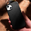 iCarer Case Leather genuine leather case for iPhone 14 Plus schwarz () (MagSafe compatible)