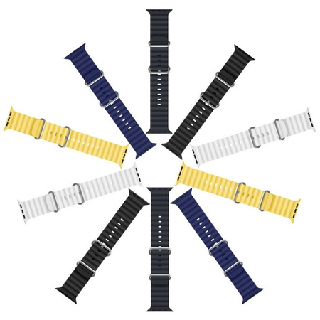 Dux Ducis Strap Watch Strap 8 / 7 / 6 / 5 / 4 / 3 / 2 / SE (41 / 40 / 38mm) Silicone Band Bracelet Navy Blue (OceanWave Version)