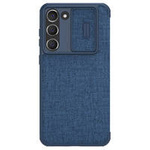 Nillkin Qin Cloth Pro Case für Samsung Galaxy S23+ Flip Cover Camera Cover blau