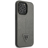 Original Handyhülle IPHONE 14 PRO Guess Hardcase Saffianotriangle Logo (GUHCP14LPSATLG) silber