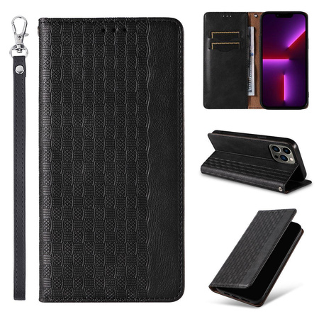 Magnet Strap Case für Samsung Galaxy S23 Flip Wallet Mini Lanyard Stand Schwarz