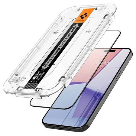 GEHÄRTETES GLAS Spigen GLAS.TR „EZ FIT“ FC 2ER-PACK IPHONE 15 PRO SCHWARZ