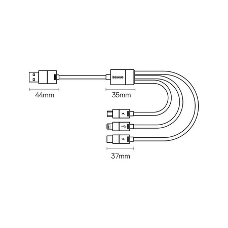 Baseus StarSpeed 1-for-3 Fast Charging Data Cable USB to M+L+C 3.5A 1.2m White