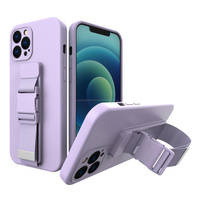 Rope case gel TPU airbag case cover with lanyard for iPhone 11 Pro purple