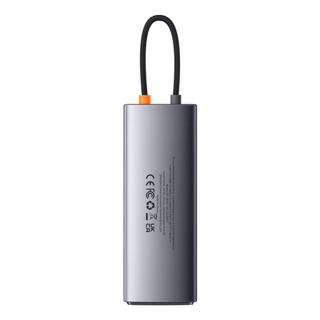 Baseus Metal Gleam Series Dockingstation HUB 9 in 1 USB Typ C - 2 x HDMI / 2 x USB 3.2 Gen. 1/1 x USB 2.0 / 1 x Stromversorgung / 1 x SD-Kartenleser / 1 x TF-Kartenleser / 1 x RJ-45 grau (WKWG060013)