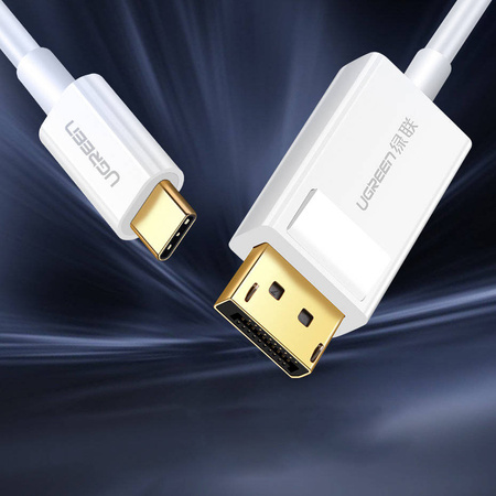 Ugreen jednokierunkowy kabel przejściówka z USB Typ C do Display Port 4K 1,5m biały (MM139)