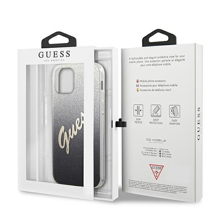 Guess Glitter Gradient Script - Etui iPhone 12 mini (czarny)