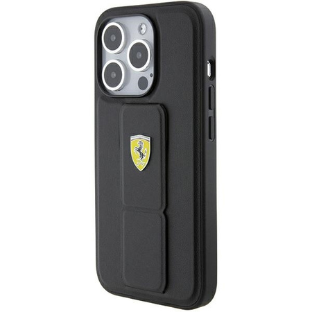 Ferrari nakładka do iPhone 15 Pro Max 6,7&quot; FEHCP15XGSPSIK czarna HC GRIP STAND PU