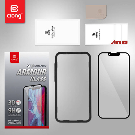 Crong Anti-Bacterial 3D Armour Glass – Szkło hartowane 9H na cały ekran iPhone 13 Pro Max + ramka instalacyjna