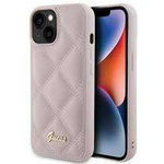 Guess Quilted Metal Logo-Hülle für iPhone 15 – Rosa