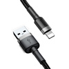 Baseus Cafule Cable wytrzymały nylonowy kabel przewód USB / Lightning QC3.0 2A 3M czarno-złoty (CALKLF-RV1)