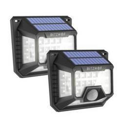 Zewnętrzna lampa solarna LED Blitzwolf BW-OLT3 z czujnikiem ruchu i zmierzchu, 1200mAh (2 sztuki)