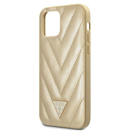 Guess V Quilted - Etui iPhone 12 mini (złoty)