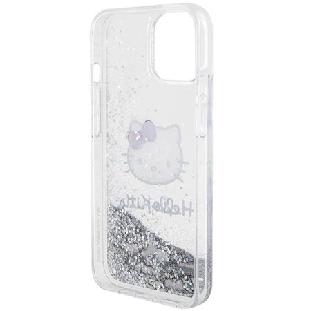 Hello Kitty Liquid Glitter Charms Kitty Head Hülle für iPhone 14 – Silber