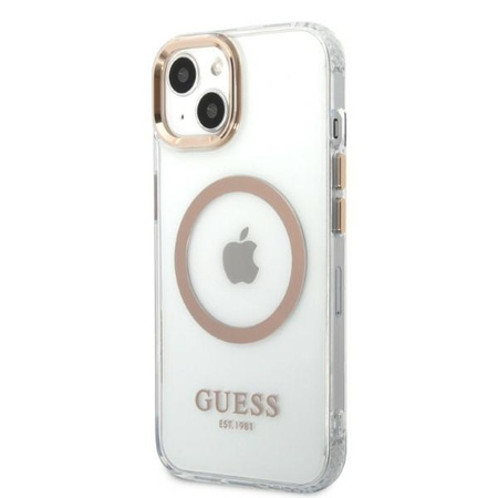 Guess GUHMP13MHTRMD iPhone 13 6,1" złoty/gold hard case Metal Outline Magsafe