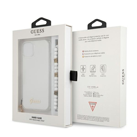 Guess nakładka do iPhone 13 Mini 5,4&quot; GUHCP13SKPSWH przeźroczysta hard case White Pearl