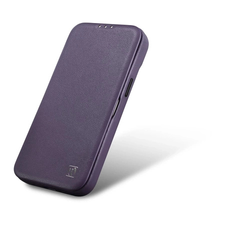 iCarer CE Premium Leather Folio Case iPhone 14 Magnetic Flip Leather Folio Case MagSafe Dark Purple (WMI14220713-DP)