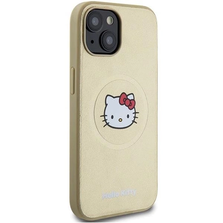 Hello Kitty Kitty Head MagSafe-Hülle aus Leder für iPhone 15 – Gold