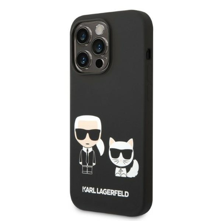 Karl Lagerfeld KLHMP14LSSKCK iPhone 14 Pro 6.1&quot; Hardcase schwarz / schwarz Liquid Silicone Karl &amp; Choupette Magsafe