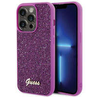 Guess Disco Metal Script Hülle für iPhone 15 Pro – Rosa