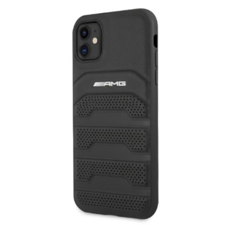 AMG AMHCN61GSEBK iPhone 11 6,1" czarny/black hardcase Leather Debossed Lines