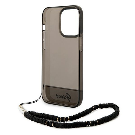 Original Case IPHONE 14 PRO MAX Guess Hardcase Translucent Pearl Strap black