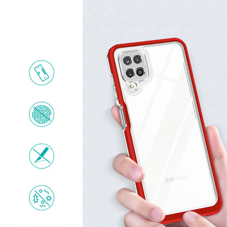 Klare 3in1 Hülle für Samsung Galaxy A22 4G Frame Gel Cover Rot