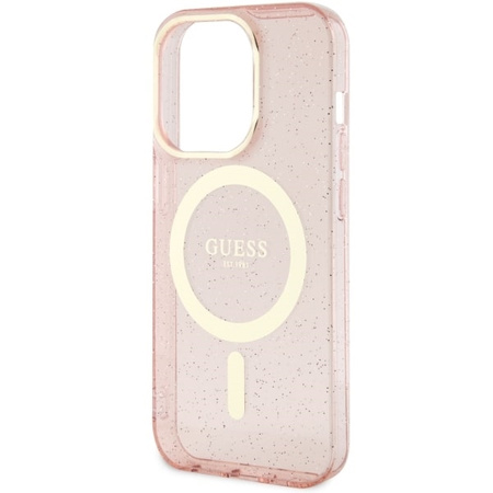 Guess GUHMP14LHCMCGP iPhone 14 Pro 6.1" pink/pink Hardcase Glitter Gold MagSafe