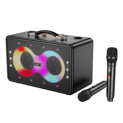 HOCO zestaw karaoke bezprzewodowy głośnik + 2 x bezprzewodowy mikrofon LED 40W HA8 czarny