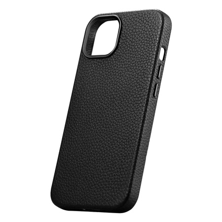 iCarer Litchi Premium Leather Case iPhone 14 Magnetic Leather Case with MagSafe Black (WMI14220709-BK)