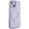 Guess Ring Stand Script Glitter MagSafe case for iPhone 15 - purple